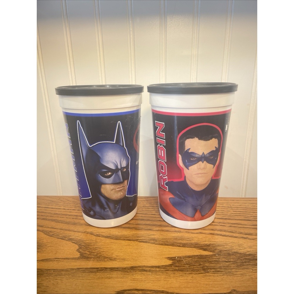 1997 BATMAN & ROBIN DC Comics Taco Bell Cups With Lids